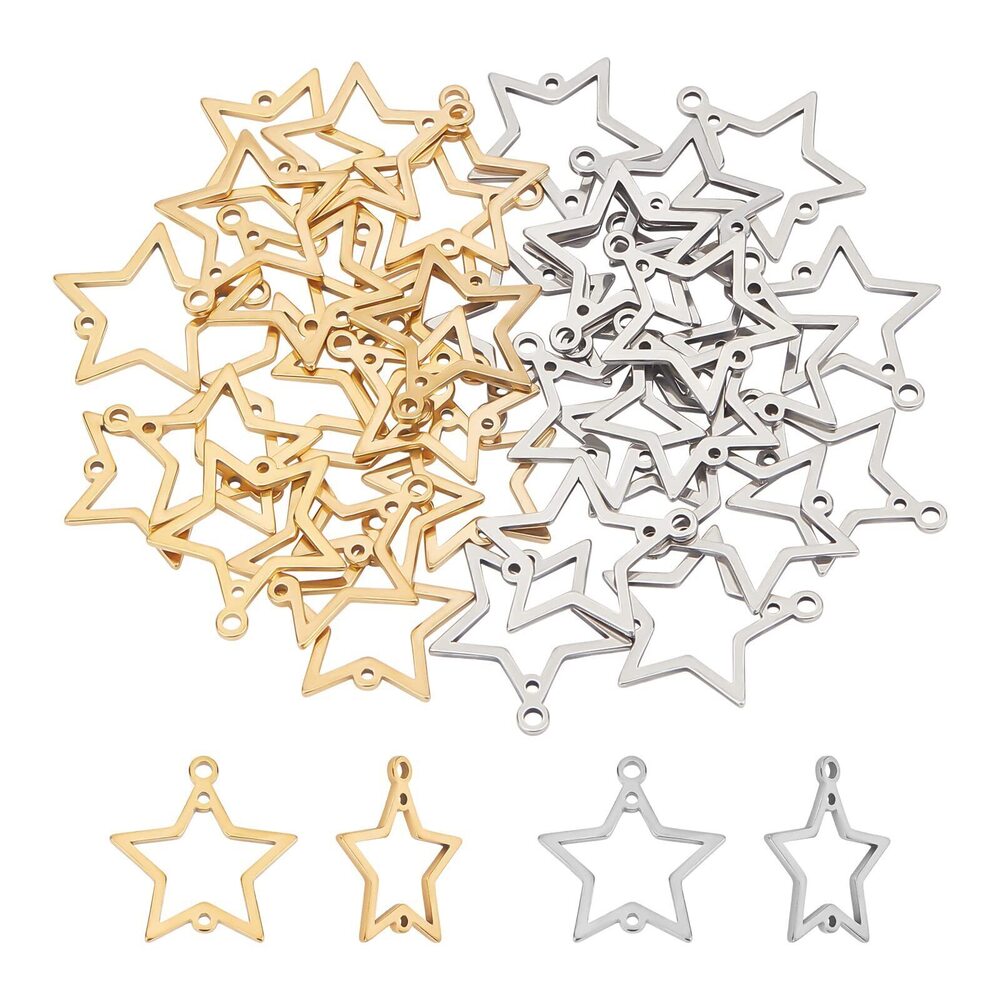 9736 36pcs Star Links Charm Stainless Steel Links Charms 2 Colors